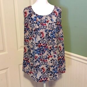 Ann Taylor Floral Sleeveless Tank Blouse XL